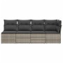 Garden sofa with cushions, 4 seats, synthetic gray rattan by , Outdoor sofas - Ref: Foro24-366115, Price: 228,34 €, Discount: %