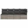 Garden sofa with cushions, 4 seats, synthetic gray rattan by , Outdoor sofas - Ref: Foro24-366115, Price: 224,78 €, Discount: %
