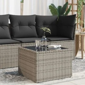 Garden table with grey PE rattan and glass surface 55x55x37 cm by , Garden tables - Ref: Foro24-366120, Price: 57,00 €, Disco...