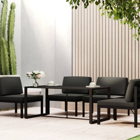 Anthracite gray aluminum garden dining table 120x60x66cm by , Garden tables - Ref: Foro24-318312, Price: 137,90 €, Discount: %