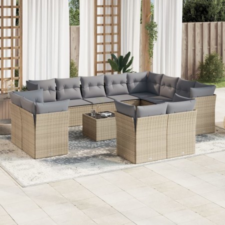 Gartensofa-Set mit Kissen, 13-teilig, beiges synthetisches Rattan von , Gartensets - Ref: Foro24-3250378, Preis: 893,66 €, Ra...