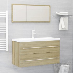 2-teiliges Badezimmermöbelset aus Sonoma-Eichensperrholz von , Badezimmermöbel - Ref: Foro24-804848, Preis: 86,44 €, Rabatt: %