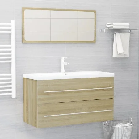 Sonoma oak plywood 2-piece bathroom furniture set by , Bathroom furniture - Ref: Foro24-804848, Price: 85,51 €, Discount: %