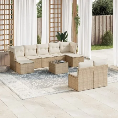 Garden sofa set with beige cushions 10 pieces synthetic rattan by , Garden sets - Ref: Foro24-3250117, Price: 631,21 €, Disco...