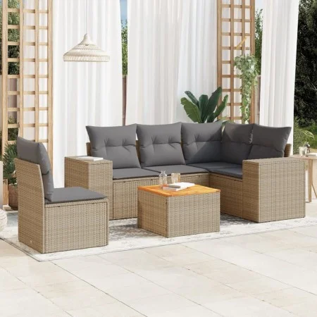 Garden sofa set with 6-piece synthetic rattan beige cushions by , Garden sets - Ref: Foro24-3257781, Price: 436,11 €, Discoun...