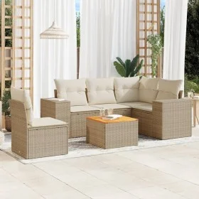 Garden sofa set with cushions 6 pieces beige synthetic rattan by , Garden sets - Ref: Foro24-3257780, Price: 457,25 €, Discou...