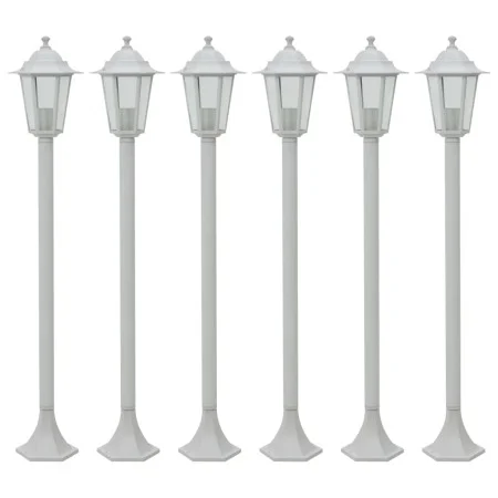 Farolas de jardín aluminio blancas E27 110 cm 6 unidades de , Iluminación de exterior - Ref: Foro24-44215, Precio: 160,12 €, ...