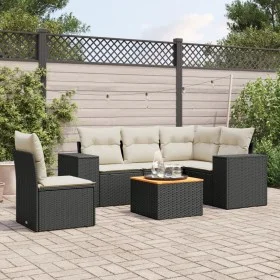 6-piece garden sofa set and black synthetic rattan cushions by , Garden sets - Ref: Foro24-3257778, Price: 378,19 €, Discount: %