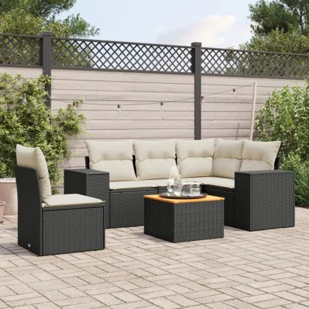 6-piece garden sofa set and black synthetic rattan cushions by , Garden sets - Ref: Foro24-3257778, Price: 378,19 €, Discount: %
