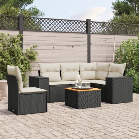 6-teiliges Gartensofa-Set und schwarze synthetische Rattankissen von , Gartensets - Ref: Foro24-3257778, Preis: 379,37 €, Rab...