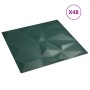 Paneles de pared 48 uds XPS diamante verde 50x50 cm 12 m²