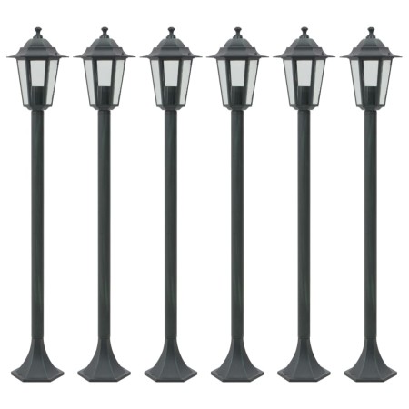 Dark green aluminum garden lamps E27 110 cm 6 units by , Outdoor lighting - Ref: Foro24-44214, Price: 168,58 €, Discount: %