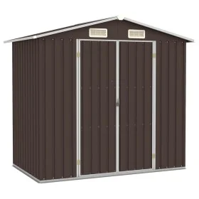 Brauner Gartenschuppen aus verzinktem Stahl, 205 x 129 x 183 cm von , Schuppen - Ref: Foro24-46300, Preis: 245,35 €, Rabatt: %