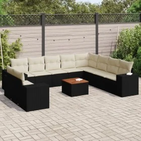 Set de sofás de jardín 11 pzas y cojines ratán sintético negro by , Garden sets - Ref: Foro24-3257848, Price: 689,03 €, Disco...