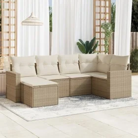 Garden sofa set with cushions 6 pieces beige synthetic rattan by , Modular outdoor sofas - Ref: Foro24-3251595, Price: 427,57...