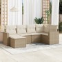 Garden sofa set with cushions 6 pieces beige synthetic rattan by , Modular outdoor sofas - Ref: Foro24-3251595, Price: 451,40...