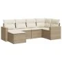 Garden sofa set with cushions 6 pieces beige synthetic rattan by , Modular outdoor sofas - Ref: Foro24-3251595, Price: 427,57...