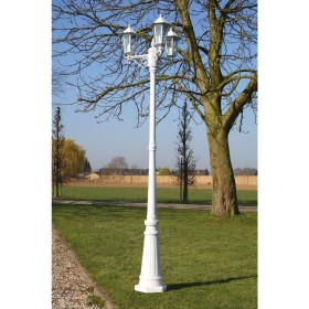 Farola de jardín 3 brazos aluminio blanco 215 cm