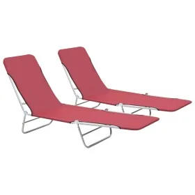 Folding sun loungers, 2 units, red steel and fabric by , Loungers - Ref: Foro24-44301, Price: 87,39 €, Discount: %