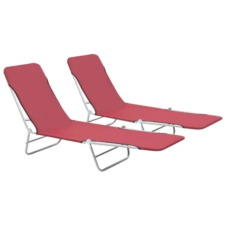 Tumbonas plegables 2 unidades acero y tela rojas de , Tumbonas - Ref: Foro24-44301, Precio: 87,36 €, Descuento: %