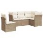 Gartensofa-Set mit Kissen, 5-teilig, beiges synthetisches Rattan von , Gartensets - Ref: Foro24-3249477, Preis: 367,95 €, Rab...