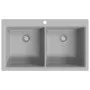 Built-in two-bowl gray granite sink by , Sinks - Ref: Foro24-141676, Price: 262,00 €, Discount: %