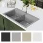 Built-in two-bowl gray granite sink by , Sinks - Ref: Foro24-141676, Price: 262,00 €, Discount: %