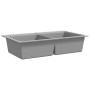 Built-in two-bowl gray granite sink by , Sinks - Ref: Foro24-141676, Price: 247,98 €, Discount: %