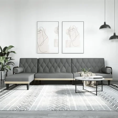 L-förmiges Schlafsofa aus dunkelgrauem Stoff, 260 x 140 x 70 cm von , Sofas - Ref: Foro24-3157273, Preis: 461,80 €, Rabatt: %