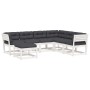 Set muebles jardín 7 pzas con cojines madera maciza pino blanco de , Conjuntos de jardín - Ref: Foro24-3216936, Precio: 645,86 €
