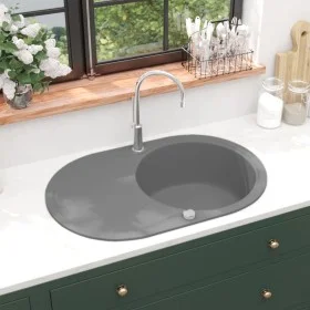 Küchenspüle aus Granit mit einer grauen ovalen Schüssel von , Sinkt - Ref: Foro24-142959, Preis: 198,36 €, Rabatt: %