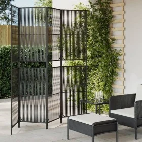 4-panel black synthetic rattan screen by , Room dividers - Ref: Foro24-365392, Price: 116,09 €, Discount: %
