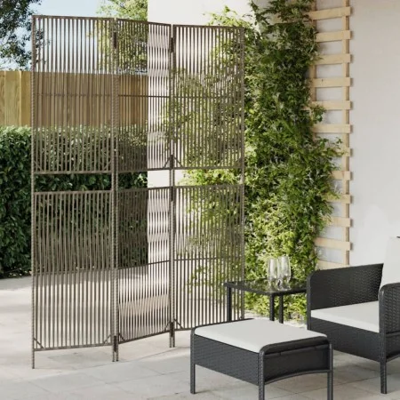 Gray synthetic rattan 3-panel screen by , Room dividers - Ref: Foro24-365390, Price: 91,44 €, Discount: %