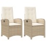 Gartenliegen mit beigen Kissen 2 Stück PE-Rattan von , Gartenstühle - Ref: Foro24-365172, Preis: 214,45 €, Rabatt: %