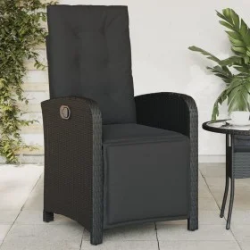 Garden recliner with footrest in black PE rattan by , Garden chairs - Ref: Foro24-365185, Price: 133,37 €, Discount: %