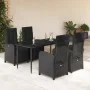 Set de muebles jardín 5 pzas con cojines ratán sintético negro de , Conjuntos de jardín - Ref: Foro24-3212531, Precio: 620,57...