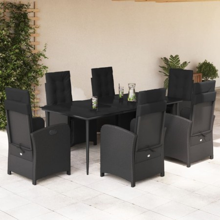 Set de comedor de jardín 7 pzas y cojines ratán sintético negro de , Conjuntos de jardín - Ref: Foro24-3212533, Precio: 966,8...