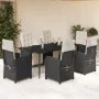 Set de comedor de jardín 7 pzas y cojines ratán sintético negro de , Conjuntos de jardín - Ref: Foro24-3212519, Precio: 1,00 ...