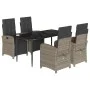 5-piece garden dining set with gray synthetic rattan cushions by , Garden sets - Ref: Foro24-3212559, Price: 665,77 €, Discou...