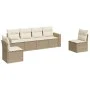Garden sofa set with cushions 6 pieces beige synthetic rattan by , Modular outdoor sofas - Ref: Foro24-3251145, Price: 408,52...