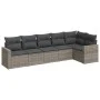 6-teiliges Gartenmöbel-Set und graue synthetische Rattankissen von , Modulare Sofas für den Außenbereich - Ref: Foro24-325132...