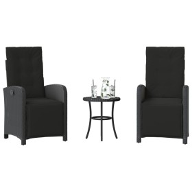 Table and chairs with cushions 3 pieces black synthetic rattan by , Garden sets - Ref: Foro24-365201, Price: 297,33 €, Discou...