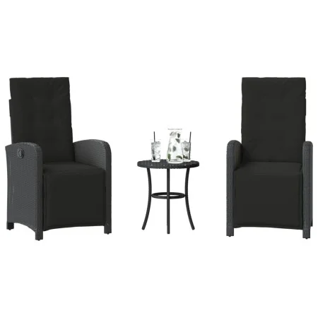 Table and chairs with cushions 3 pieces black synthetic rattan by , Garden sets - Ref: Foro24-365201, Price: 335,01 €, Discou...