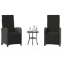 Table and chairs with cushions 3 pieces black synthetic rattan by , Garden sets - Ref: Foro24-365201, Price: 335,01 €, Discou...