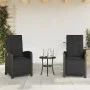 Table and chairs with cushions 3 pieces black synthetic rattan by , Garden sets - Ref: Foro24-365201, Price: 335,01 €, Discou...