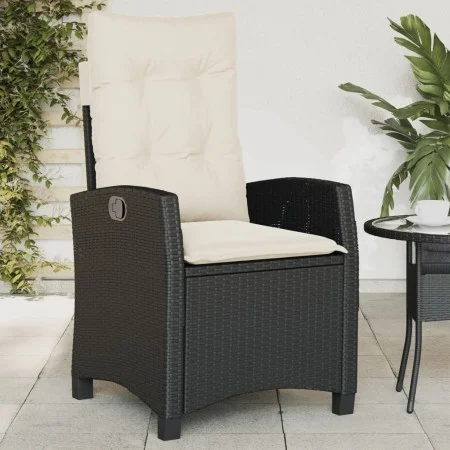 Garden recliner with black synthetic rattan cushions by , Garden chairs - Ref: Foro24-365208, Price: 150,05 €, Discount: %