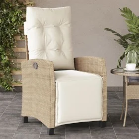 Gartenliege mit Fußstütze aus beigem PE-Rattan von , Gartenstühle - Ref: Foro24-365236, Preis: 151,94 €, Rabatt: %