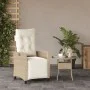 Garden recliner with footrest in beige PE rattan by , Garden chairs - Ref: Foro24-365236, Price: 151,20 €, Discount: %