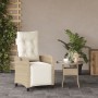 Sillón reclinable de jardín con reposapiés ratán PE beige de , Sillas de jardín - Ref: Foro24-365236, Precio: 150,74 €, Descu...