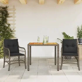Garden chairs and table with cushions 3 pieces gray PE rattan by , Garden sets - Ref: Foro24-3212048, Price: 300,10 €, Discou...